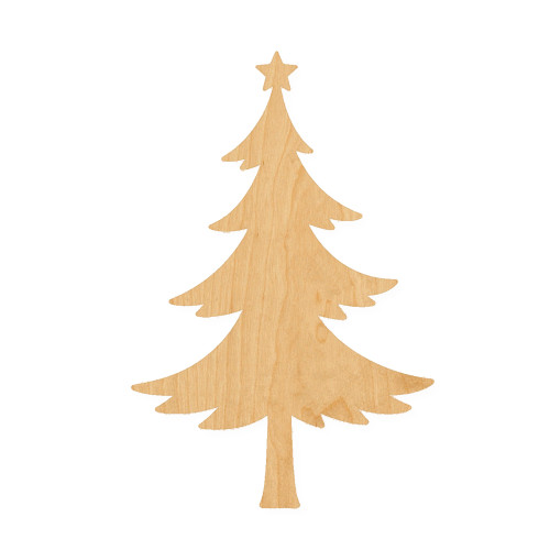 Christmas Tree 1 Wood Cutout for Crafts, Unfinished Baltic Birch Craft Shape