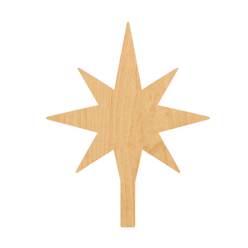 Christmas Tree Star Wood Cutout for Crafts, Unfinished Baltic Birch Craft Shape