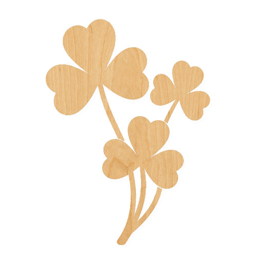 Clover Cluster Wood Cutout for Crafts, Unfinished Baltic Birch Craft Shape