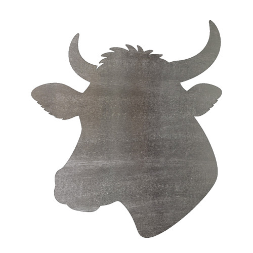 Cow Head 2 Steel Cutout Shape, Raw Metal Wall Art and Craft Supply