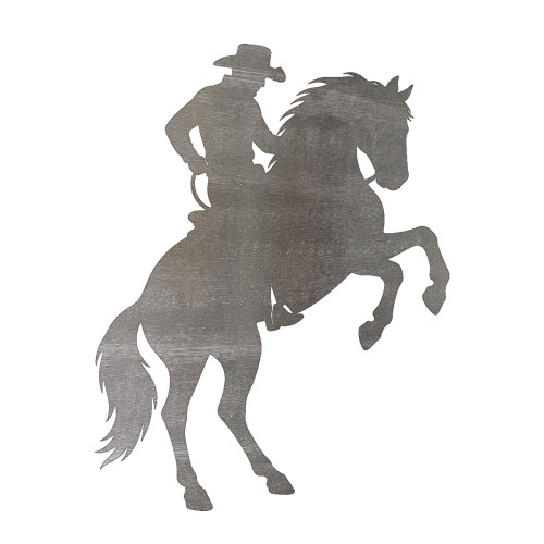 Cowboy On Horse Steel Cutout Shape, Raw Metal Wall Art and Craft Supply