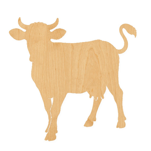 Cow 2 Wood Cutout for Crafts, Unfinished Baltic Birch Craft Shape