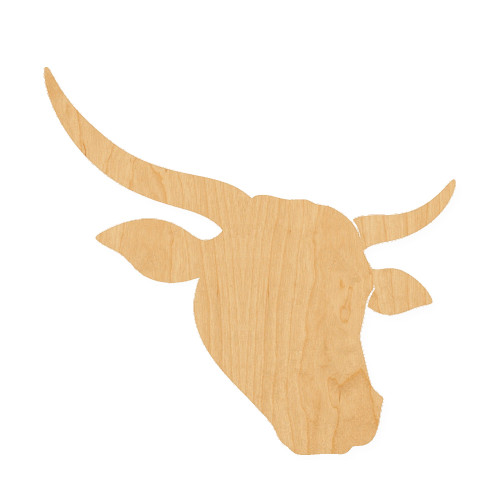 Cow Head 1 Wood Cutout for Crafts, Unfinished Baltic Birch Craft Shape