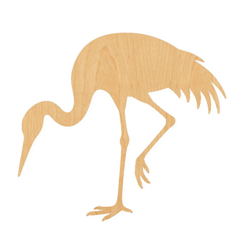 Crane Wood Cutout for Crafts, Unfinished Baltic Birch Craft Shape
