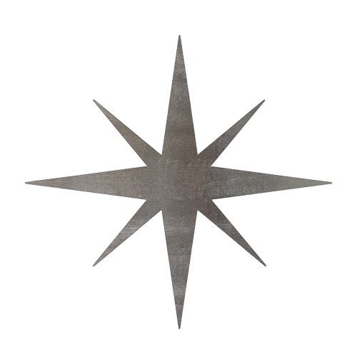 Eight Point Star Steel Cutout Shape, Raw Metal Wall Art and Craft Supply