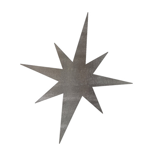 Elongated Star Steel Cutout Shape, Raw Metal Wall Art and Craft Supply