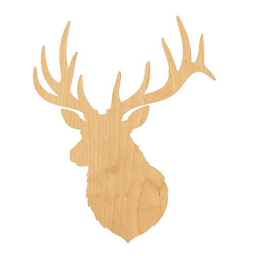 Elk Head Wood Cutout for Crafts, Unfinished Baltic Birch Craft Shape