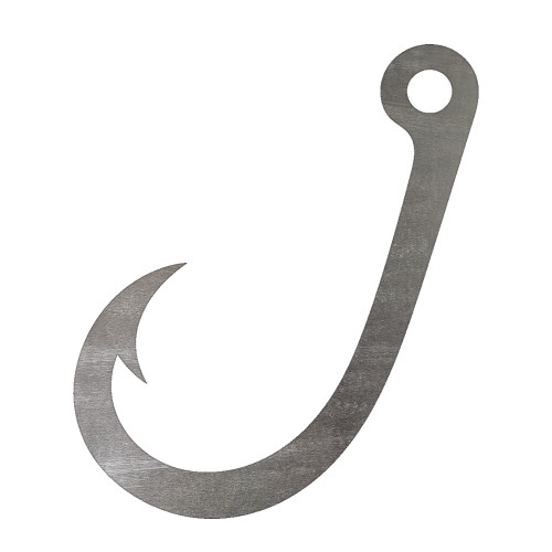 Fishing Hook 1 Steel Cutout Shape, Raw Metal Wall Art and Craft Supply