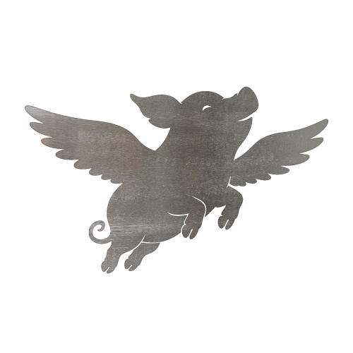 Flying Pig Steel Cutout Shape, Raw Metal Wall Art and Craft Supply