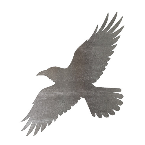 Flying Raven Steel Cutout Shape, Raw Metal Wall Art and Craft Supply