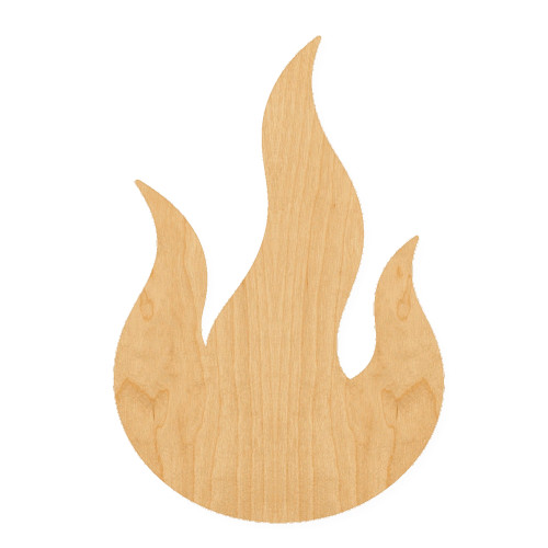 Flame Wood Cutout for Crafts, Unfinished Baltic Birch Craft Shape