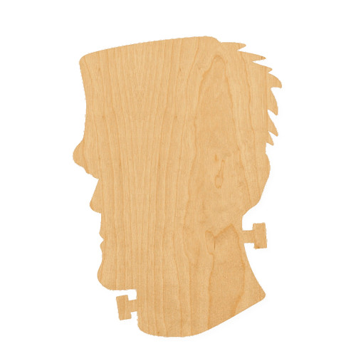 Frankenstien Head Wood Cutout for Crafts, Unfinished Baltic Birch Craft Shape