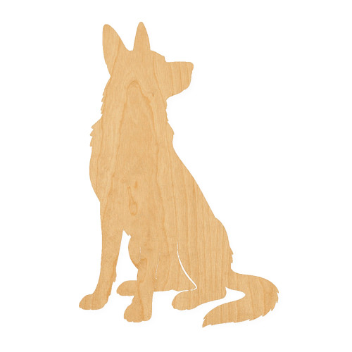 German Shepherd 1 Wood Cutout for Crafts, Unfinished Baltic Birch Craft Shape