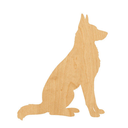 German Shepherd 2 Wood Cutout for Crafts, Unfinished Baltic Birch Craft Shape