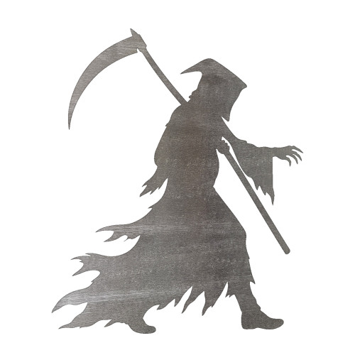 Grim Reaper Standing Steel Cutout Shape, Raw Metal Wall Art and Craft Supply