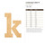 Lowercase Letter K Wood Cutout for Crafts, Unfinished Baltic Birch Craft Shape
