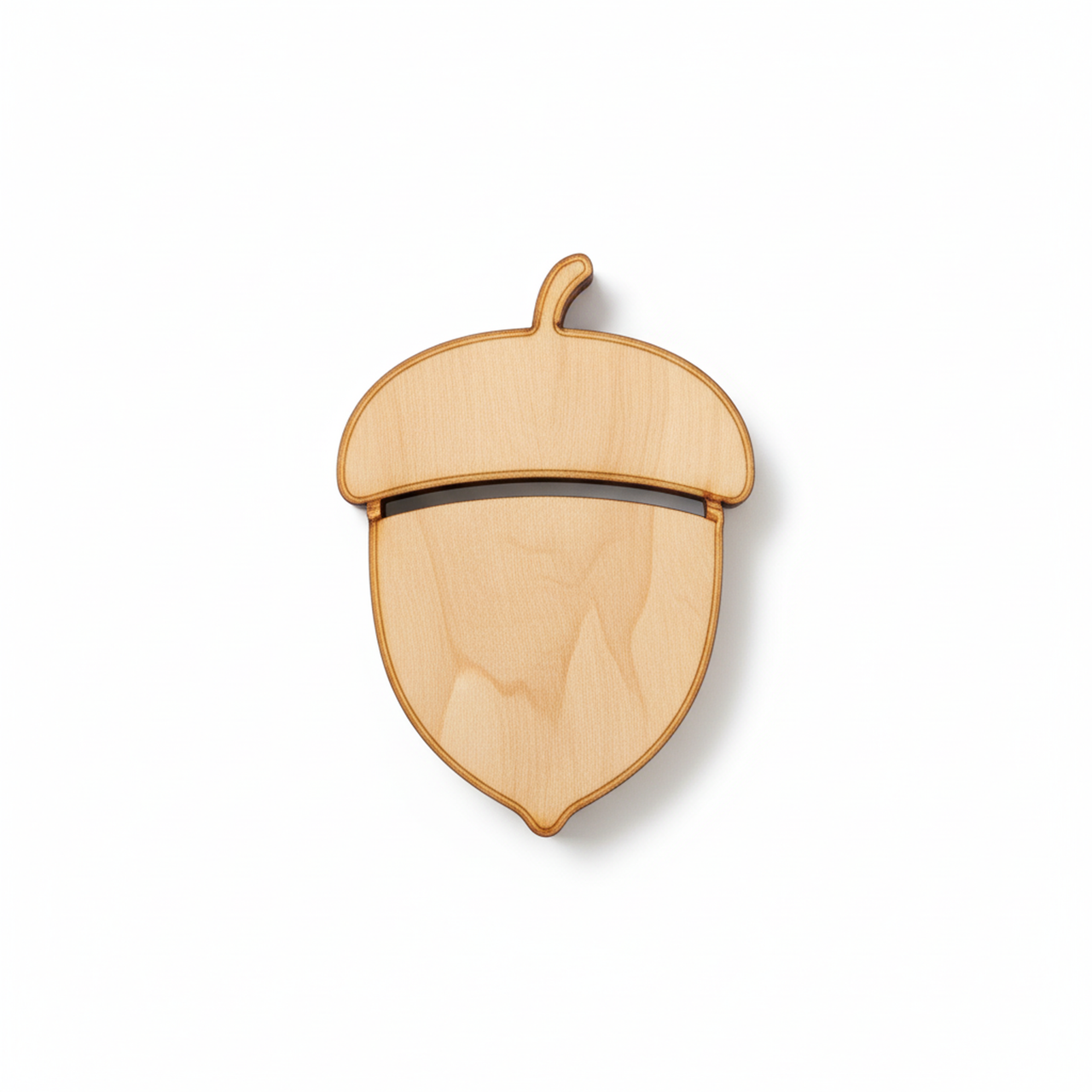 Laser cut acorn wood cutout, unfinished Baltic Birch craft blank