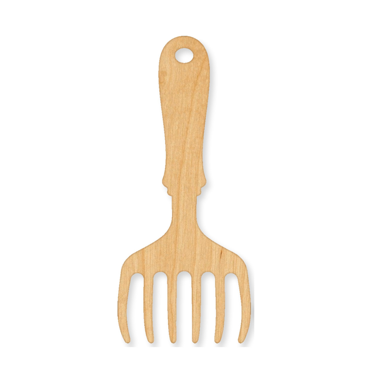Laser cut hand rake wood cutout, unfinished Baltic Birch craft blank