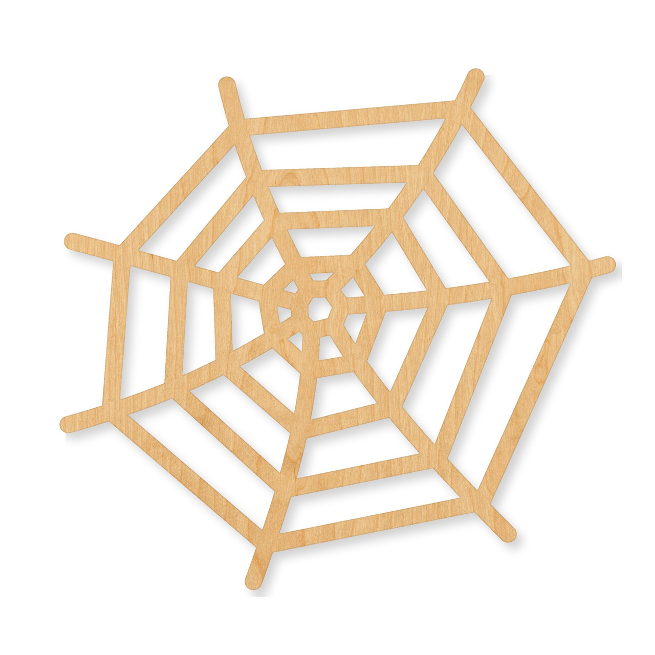 Laser cut spider web wood cutout, unfinished Baltic Birch craft blank