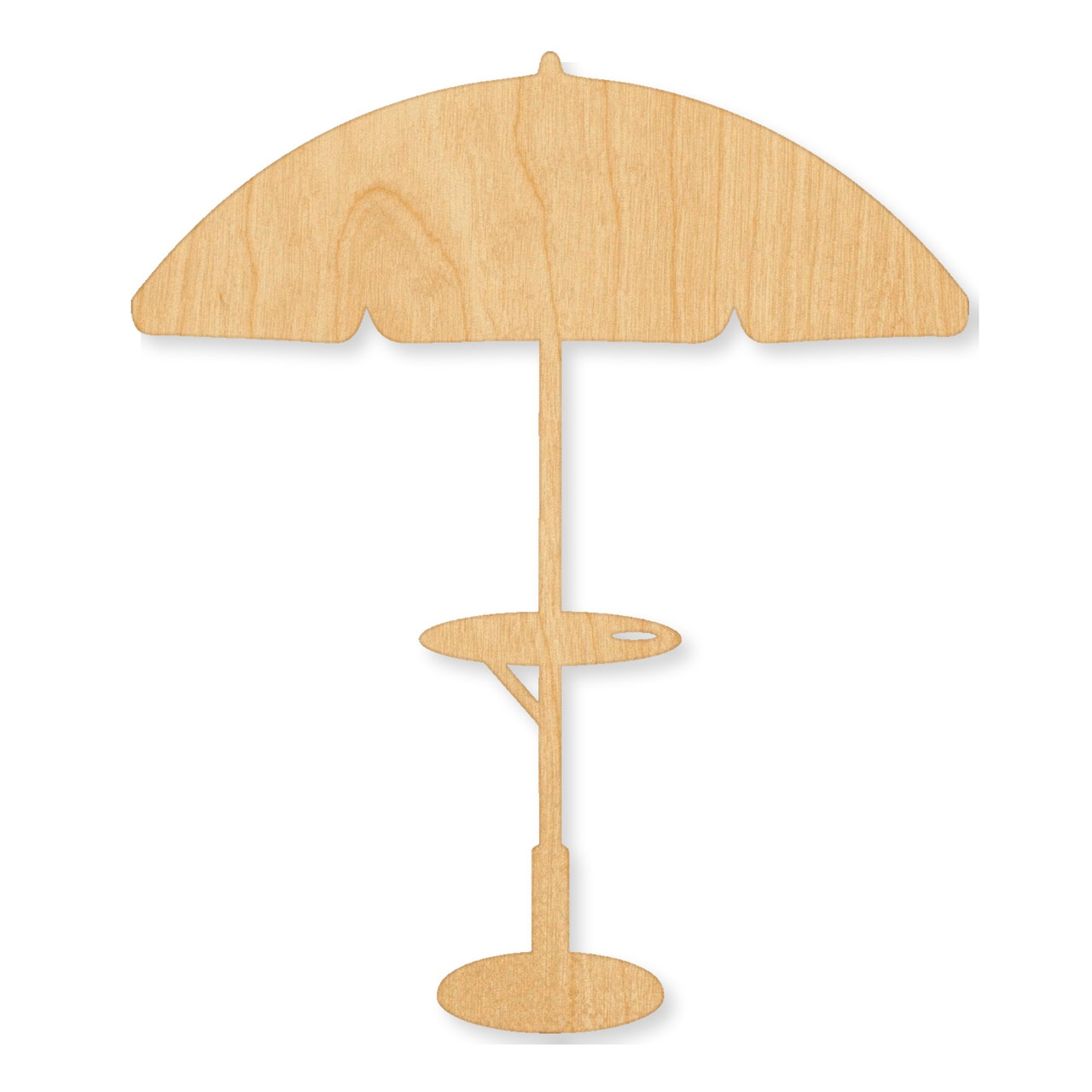 Laser cut beach umbrella wood cutout, unfinished Baltic Birch craft blank