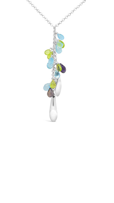 Sterling Sliver Y necklace with peridot, iolite and sky blue topaz Sterling Sliver Y necklace with peridot, iolite and sky blue topaz