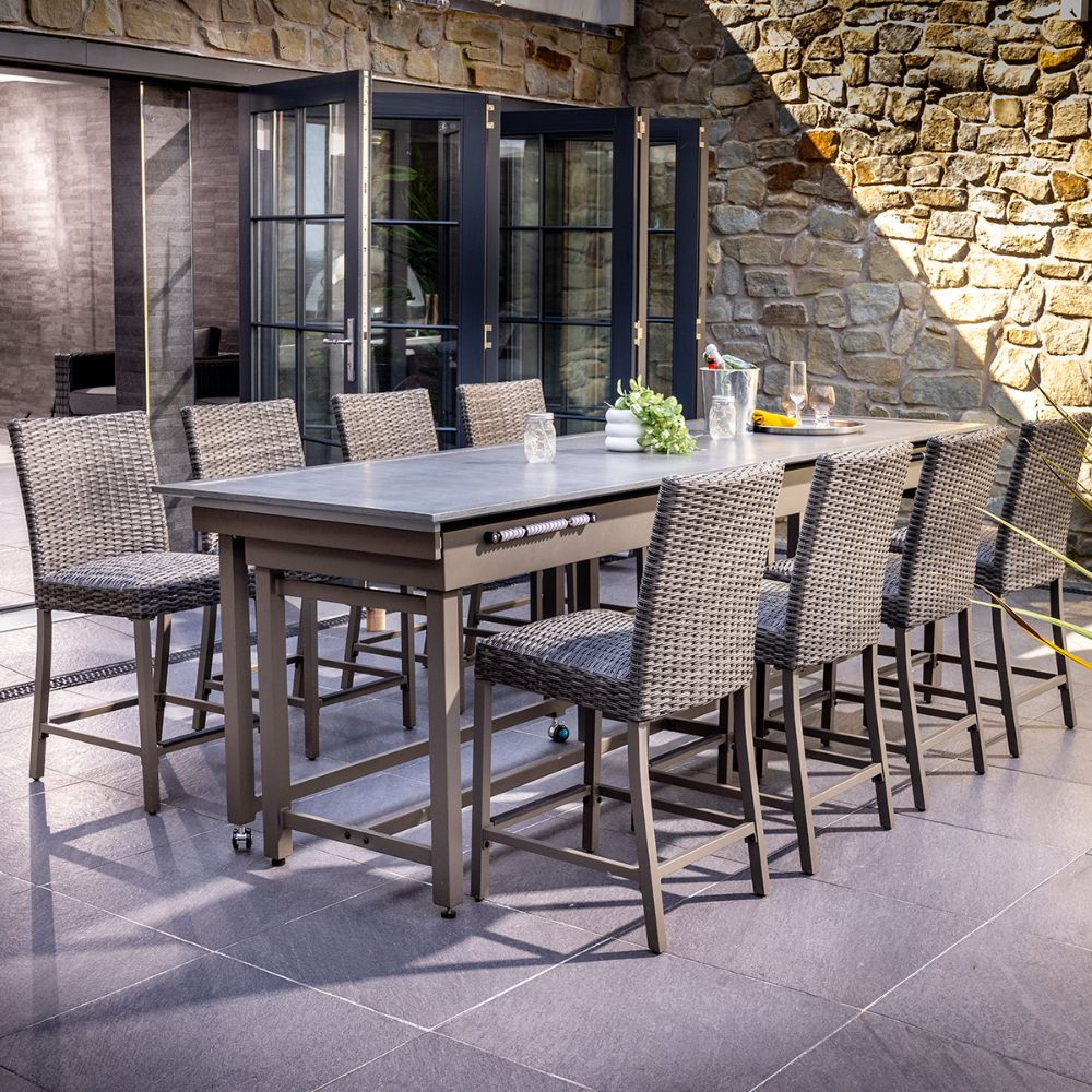 Hartman Pavilion 8 Seat Garden Activity Table Set with Shuffleboard