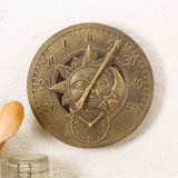 Sun and Moon Wall Clock and Thermometer 12"