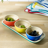 Sur La Table 4pc Bamboo Tray & Dipping Bowls