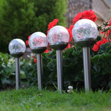 Solar Crackle Globe Stake Light, 5pc Carry Pack
