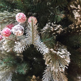 7.5ft / 230cm Puleo Slim Berry Spruce Frosted Unlit Hinged Christmas Tree