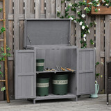 Wooden Garden Storage Bench 74x43x88cm - Grey