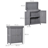 Wooden Garden Storage Bench 74x43x88cm - Grey