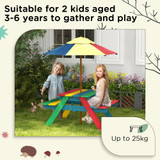 Kids Picnic Bench Multicoloured with Removable Parasol