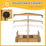 Wooden Sandpit with Adjustable Canopy - Green and White