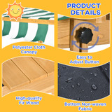 Wooden Sandpit with Adjustable Canopy - Green and White