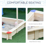 Wooden Sandpit with Adjustable Canopy - Blue