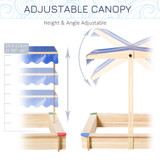 Wooden Sandpit with Adjustable Canopy - Blue