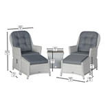 Bramblecrest Wentworth Rattan Recliner Set with 2 Footstools & Side Table