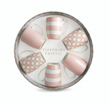 Tipperary Crystal Set 6 Hatbox Mugs - Pink Spots/Stripe