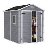 Keter Manor 6 x 8 ft Outdoor Plastic Garden Shed - Grey