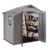 Keter Factor 8 x 6 ft Outdoor Plastic Garden Shed - Brown