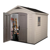 Keter Factor 8 x 8 ft Outdoor Plastic Garden Shed - Brown