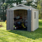 Keter Factor 8 x 8 ft Outdoor Plastic Garden Shed - Brown