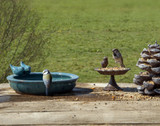 Best For Birds Bird Bath Ceramic Round - Petrol Blue