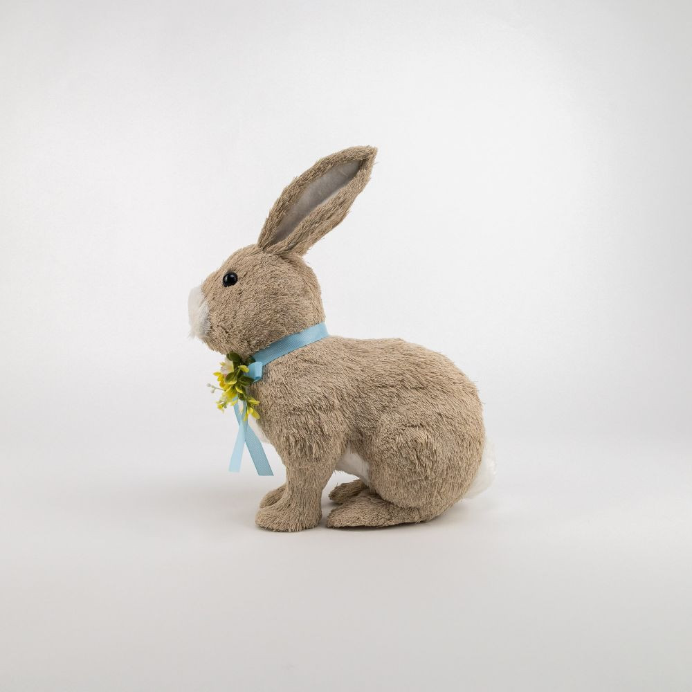Rabbit Ornament With Blue Bow - 39cm
