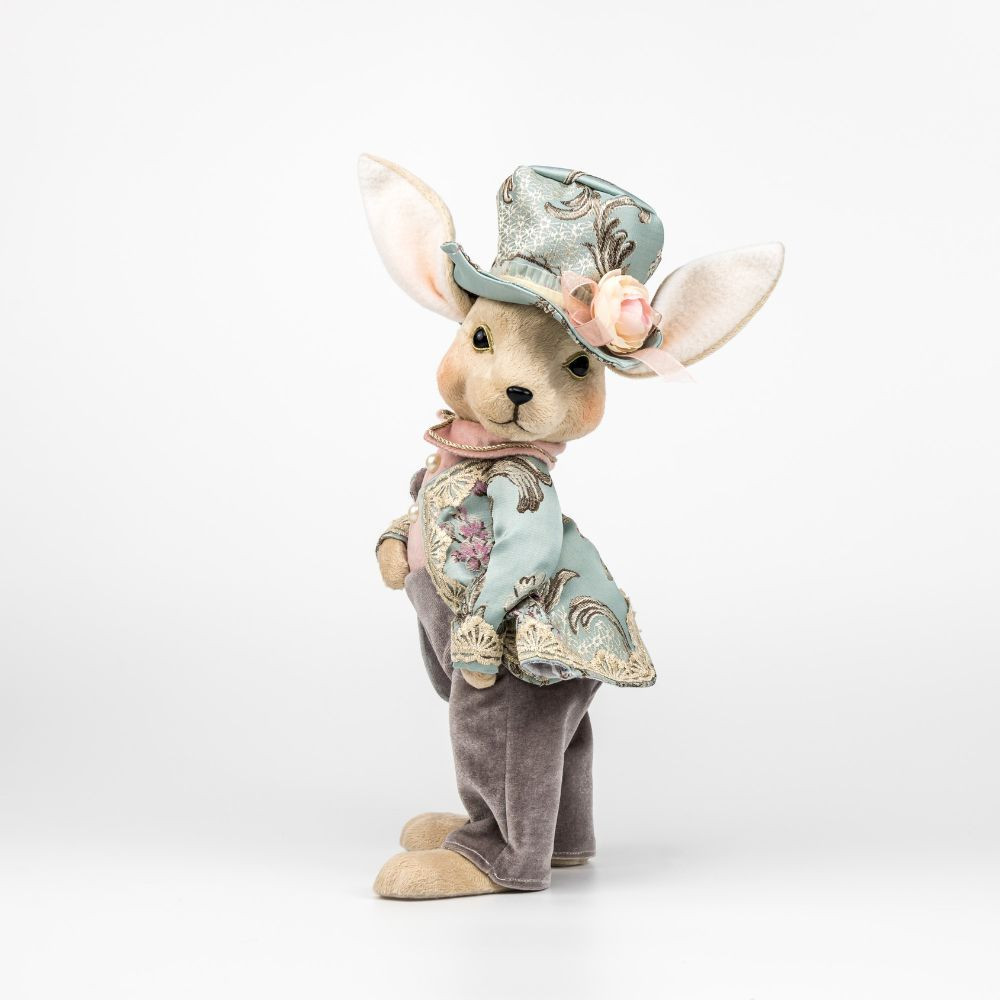 Rabbit With Blue Coat And Hat Decoration - 42cm