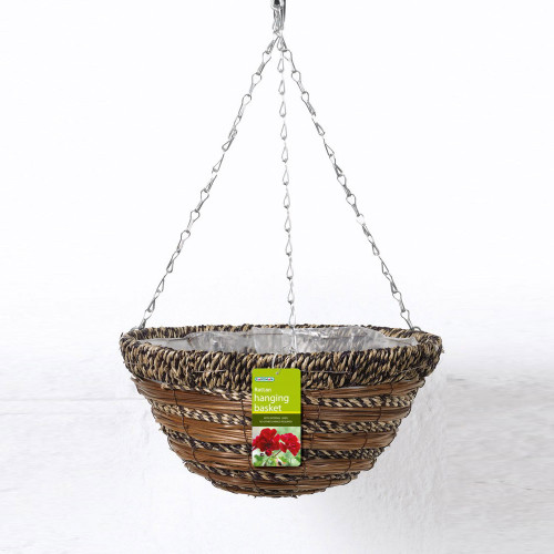 35cm (14") Sisal Rope and Fern Hanging Basket