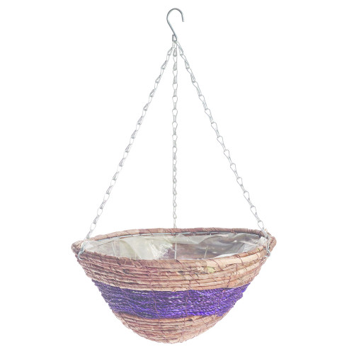 Banana Leaf & Purple Braid Hanging Basket 35cm