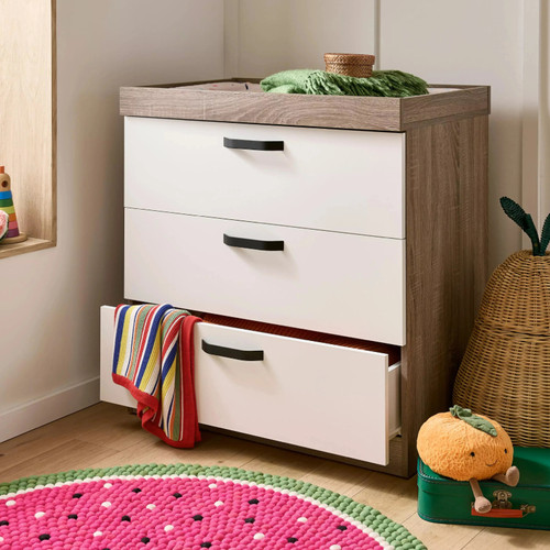 Enzo 3 Drawer Dresser Truffle Oak/White