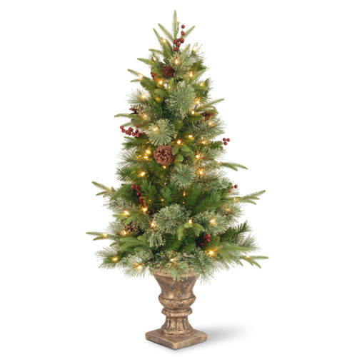Colonial 4' FT Fir Tree Lit with 28 Red Berries & 28 Pine Cones